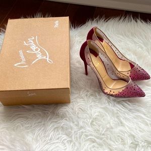 NEW Christian Louboutin Follies Strass 100 Rete/Glitter Tissue Size 37.5